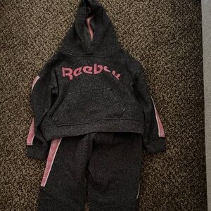 Reebok Kids Charcoal and Pink Jogger Set